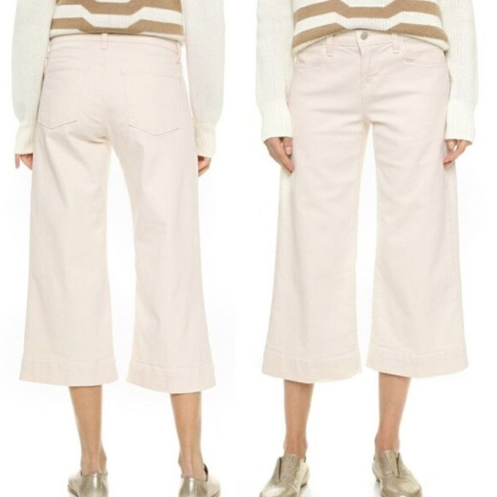 J Brand Liza Wide Leg Crop Culottes Jeans Size 32 Mystify Cream Ecru Boho $198